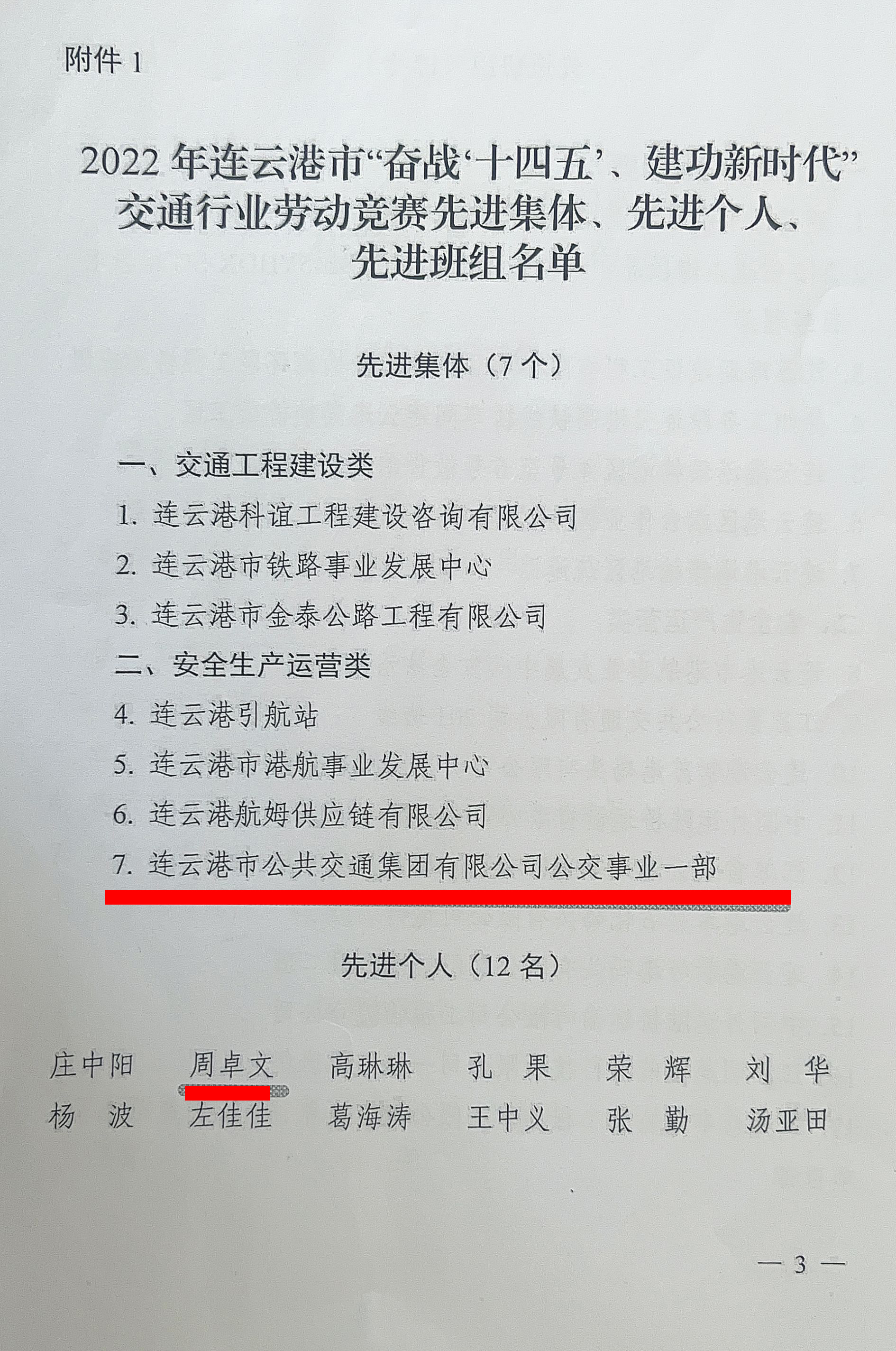 公交集團公交事業(yè)一部喜獲“奮戰(zhàn)‘十四五’、建功新時代”勞動競賽先進集體、先進個人